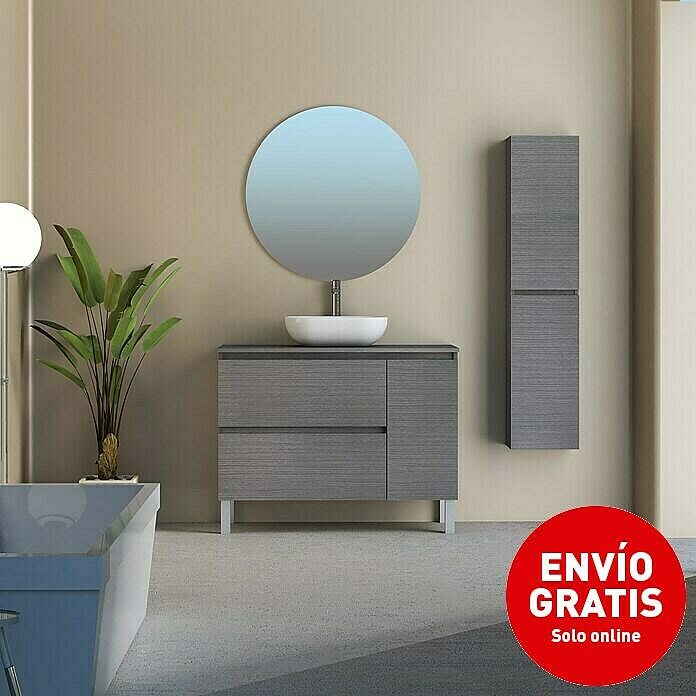 Artysan Conjunto de mueble de baño Oval (Ancho: 100 cm, Ceniza, 4 pzs.) | BAUHAUS