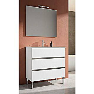 Conjunto de mueble de baño Aisling (80 cm, Blanco/Cromo, Mate)