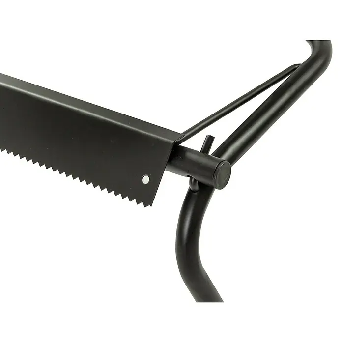 Papierrollenhalter - 36,5 x 51 x 21,5 cm, Passend für: Putztuchrollen bis 40 cm Breite und max. 38 cm Durchmesser - Nahaufnahme eines schwarzen Papierhandtuchhalters mit gezackter Abrisskante.