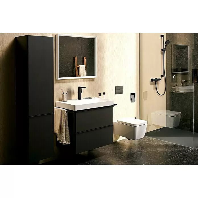 Hansgrohe Pulsify Select S Brausegarnitur 105 - Lochabstand: 91,5 cm, Art Strahl: PowderRain, IntenseRain, Massagestrahl, Schwarz, Wassersparfunktion - Stimmungsaufnahme