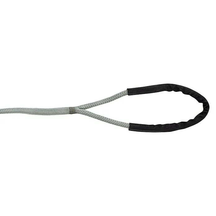 Robline Festmacherleine Rio - Grau, Polyester, 14 mm x 10 m - Eine graue Bandschlinge mit schwarzem Schutzschlauch für erhöhte Abriebfestigkeit und längere Lebensdauer. Ideal für Outdoor-Aktivitäten.