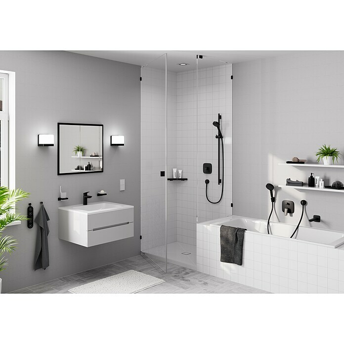 Hansgrohe Vernis Blend Brausegarnitur 100 Vario (Lochabstand: 62,5 cm, Art Strahl: Rain, IntenseRain, Schwarz) | BAUHAUS