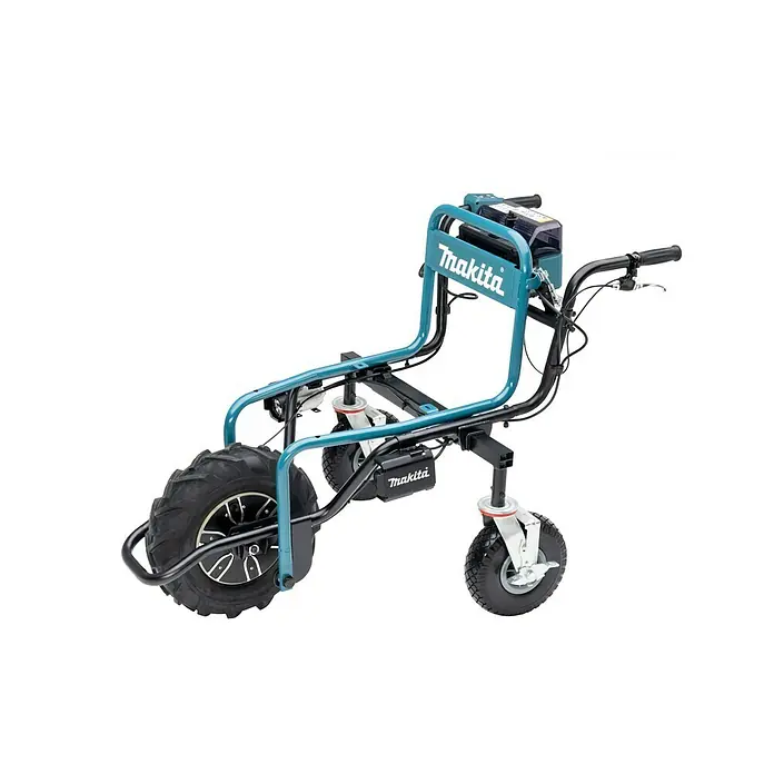 Makita LXT 18V Akku-Schubkarre DCU180Z - 18 V, Ohne Akku, Tragkraft: 130 kg - Makita E-Tretroller mit robusten Reifen und stabilem Rahmen für vielseitige Anwendungen.
