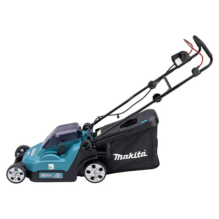 Makita LXT 18V Akku-Rasenmäher DLM382Z - 18 V, Ohne Akku, Schnittbreite: 38 cm - Akkurasenmäher von Makita, ideal für den Einsatz im Garten, mit Fangkorb für sauberes Mähen und komfortabler Handhabung.