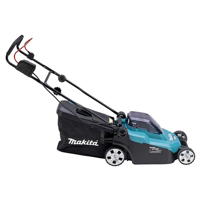 Makita LXT 18V Akku-Rasenmäher DLM382Z - 18 V, Ohne Akku, Schnittbreite: 38 cm - Bild einer Makita Akku-Rasenmäher für den Garten, der präzise und effizient ist. Ideal für jeden Gärtner.