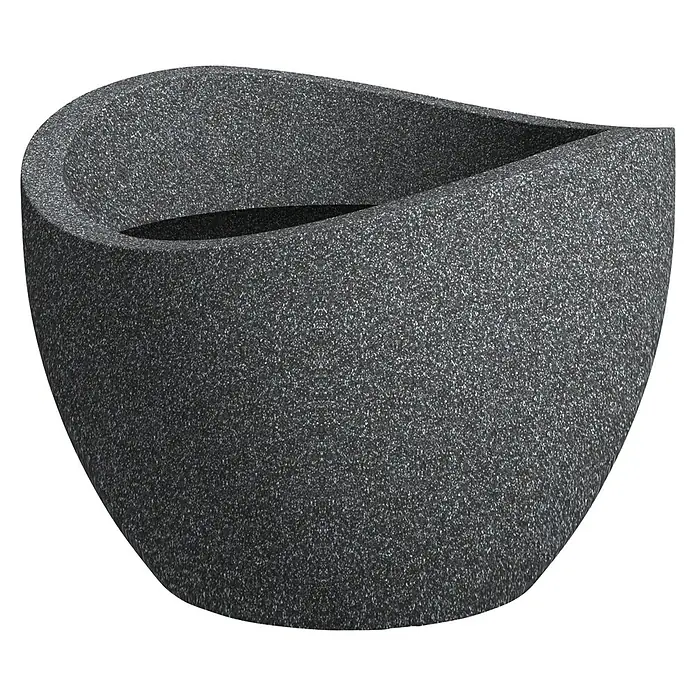 Scheurich Wave Globe Pflanztopf - Außenmaß (Ø x H): 49,5 x 37,1 cm, Kunststoff, Schwarz granit - Ein moderner, grauer Pflanzkübel in Tropfenform, ideal für den Innen- und Außenbereich, der durch sein stilvolles Design besticht.