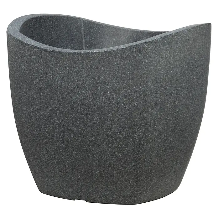 Scheurich Wave Globe Pflanzkübel eckig - Außenmaß (L x B x H): 39,4 x 39,4 x 35,5 cm, Kunststoff, Schwarz granit - Grauer, moderner Pflanztopf mit einzigartigem, geschwungenem Randdesign. Perfekt für stilvolle Pflanzenarrangements im Innen- und Außenbereich.