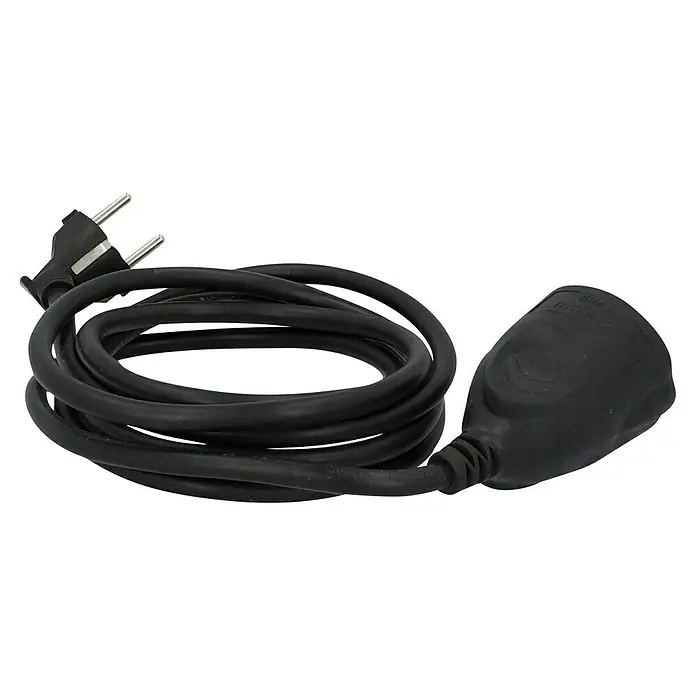 Voltomat Verlängerungskabel - 2 m, Schwarz, H05VV-F - Schwarzes Verlängerungskabel mit Eurostecker und -kupplung, ideal für den flexiblen Einsatz im Innenbereich. Robust und zuverlässig.