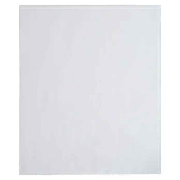 Firefix Glasbodenplatte - 120 x 120 cm, Quadratisch - Ein quadratisches, weißes Glasobjekt auf schwarzem Hintergrund, ideal für Präsentationen oder als minimalistische Dekoration.