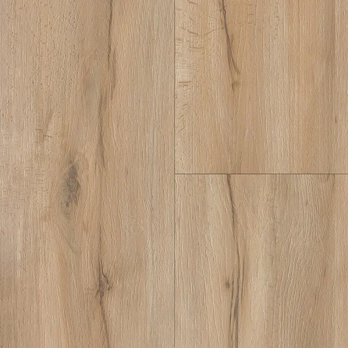 b!design Vinylboden Clic - Woodlands, Landhausdiele, 1.220 x 180 x 4,2 mm - Nahaufnahme von Holzbodenbelag mit Maserung und Textur in warmen Farbtönen.