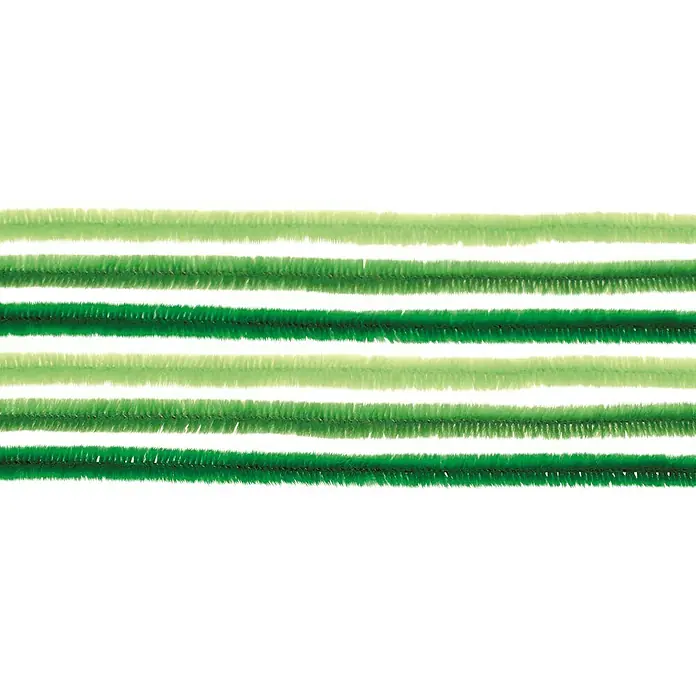 Glorex Biegeplüsch Mix I - Grün, 50 cm, 10 Stk. - Grüne und hellgrüne Bastelpfeifenreiniger, ideal für kreative Projekte und Dekorationen. Die biegsamen Drähte sind vielseitig einsetzbar.