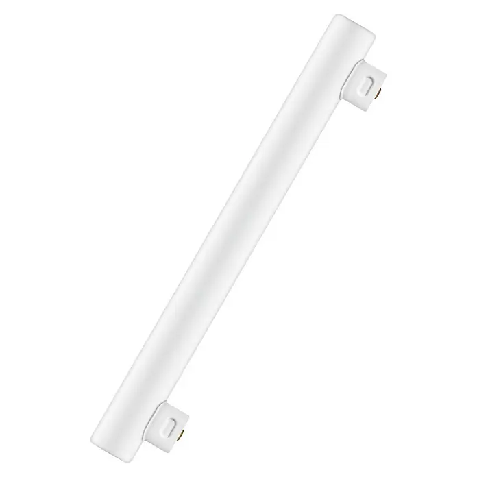Osram LED-Röhre LEDINESTRA BASE - Länge: 30 cm, Warmweiß, 3,5 W, 370 lm, S14s - Eine schlanke, weiße LED-Leuchtstoffröhre mit Fassungen an beiden Enden, ideal für helle und effiziente Beleuchtung.