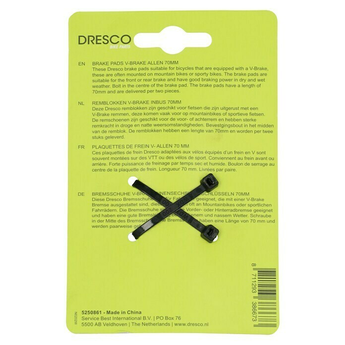 Dresco Zavorna čeljust V-Brake 70 mm  (2 kos) | 2849 - Computer/Technik/Ersatzteile | BDDM - Fahrradartikel | BDD - Autozubehör | BD - Autozubehör | B - Werkz/Masch/Maschzubeh/Auto | BAUHAUS