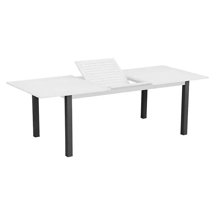 Sunfun Carina Tischbein-Set - 4 Stk., Passend für: Sunfun Carina Gartentisch - Ausziehbarer Gartentisch mit grauem Holz und schwarzem Metallgestell. Ideal für Mahlzeiten im Freien und geselliges Beisammensein.