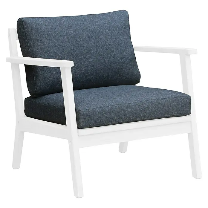 Sunfun Ersatzkissen Set - Passend für: Sunfun Kathrin Loungesessel, Anthrazit - Bequemer Sessel mit hellgrauem Holzrahmen und grauen Kissen. Perfekt für Wohnzimmer oder Terrasse, bietet er stilvollen Komfort.