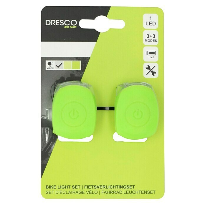 Dresco Fietsverlichtingsset Siliconen Lime (Led, Rood / Wit) | BAUHAUS