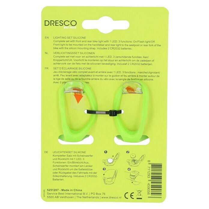 Dresco Fietsverlichtingsset Siliconen Lime (Led, Rood / Wit) | BAUHAUS