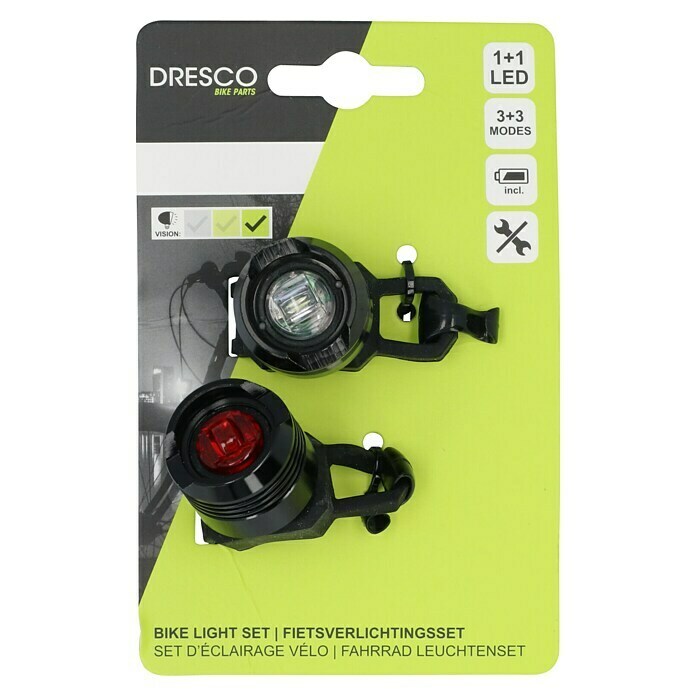 Dresco Fietsverlichtingsset Bullet (Led, Rood / Wit) | BAUHAUS