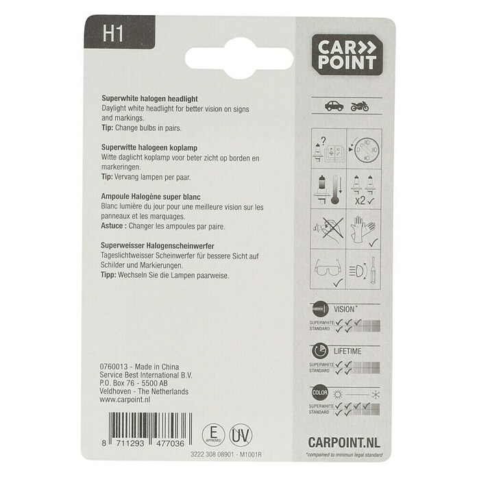 Carpoint Rem- en achterlichtlampen Superwhite (12 V, 1 st., H1) | BAUHAUS