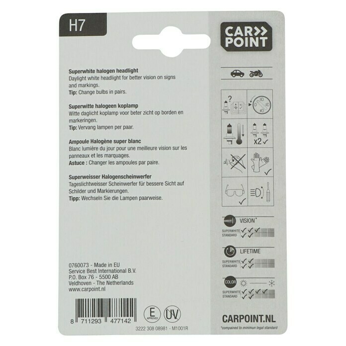 Carpoint Rem- en achterlichtlampen Superwhite (12 V, 1 st., H7) | BAUHAUS