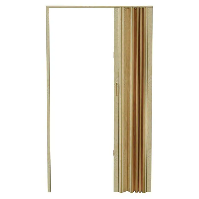Puerta plegable - 100 x 200 cm, Roble - Una puerta plegable de madera clara con marco. El producto es ideal para espacios pequeños para ahorrar espacio.