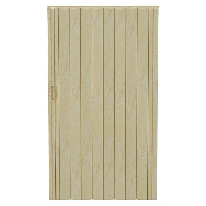 Falttür - PVC, Eiche, 100 x 200 cm - Helle Holzvertäfelung mit schmalen vertikalen Brettern, die eine moderne und natürliche Optik erzeugen, ideal für Innenräume.