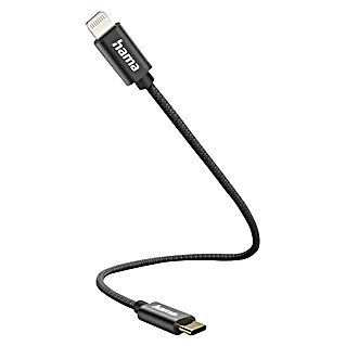 Hama USB-Kabel (0,2 m, Lightning, Schwarz)