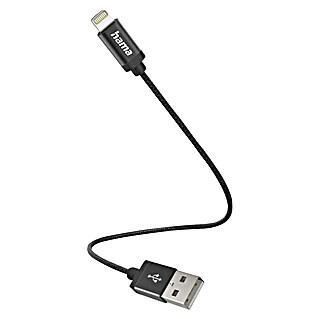 Hama USB-Ladekabel (Schwarz, Länge: 0,2 m, USB A-Stecker, Lightning-Stecker)