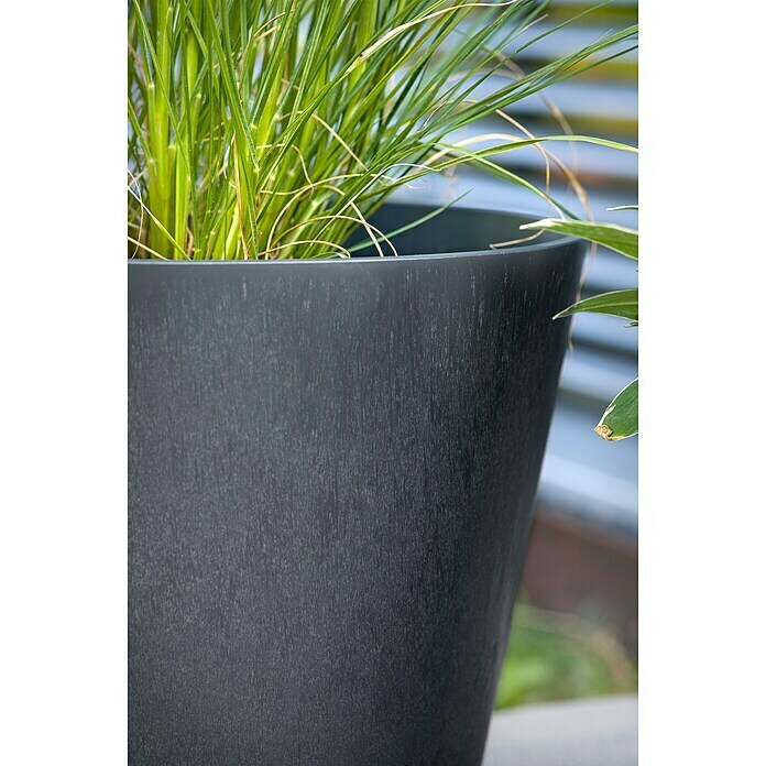 Scheurich Pflanztopf Purista+ (Außenmaß (Ø x H): 36,6 x 32,3 cm, Kunststoff, Carbonschwarz, Mit Bewässerungssystem) | BAUHAUS