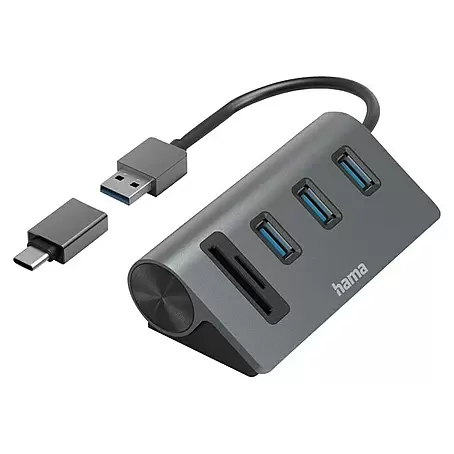 Hama  USB-Hub-Kartenleser 5 Ports, 3x USB-A, SD, microSD