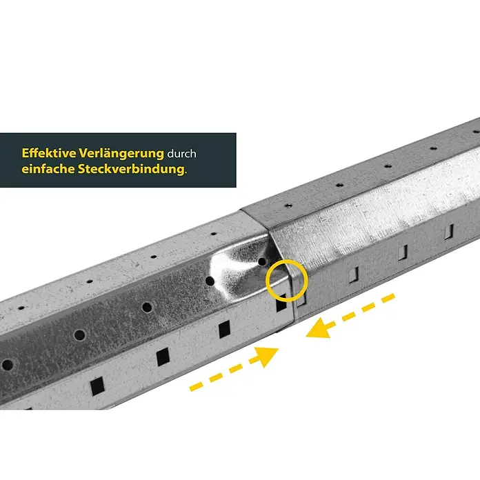 Schellenberg Eje octogonal telescópico - Apto para: Mini sistemas de persianas enrollables - Extensión eficaz de perfiles metálicos mediante una sencilla conexión enchufable, ideal para la construcción. Material duradero y montaje fácil.