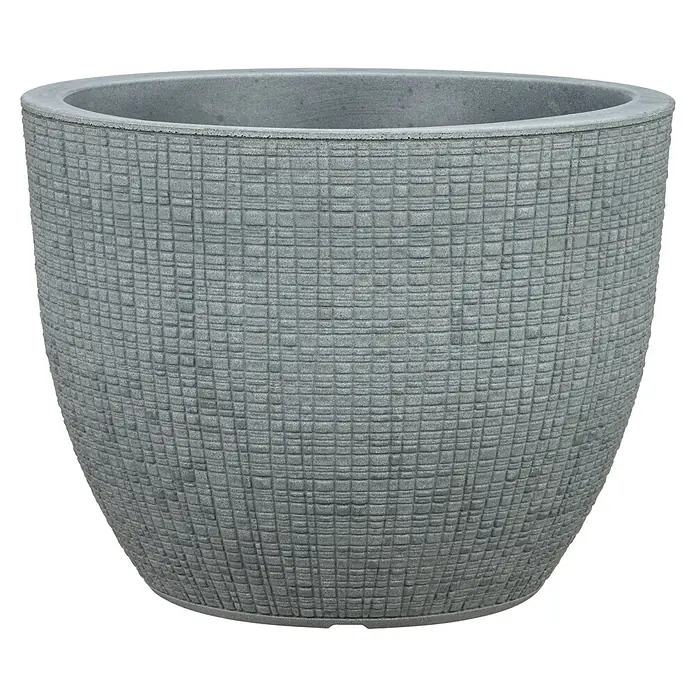 Scheurich Barceo Pflanztopf - Außenmaß (Ø x H): 29 x 22 cm, Kunststoff, Steingrau - Grauer Pflanztopf mit quadratischem Muster für Innen- und Außenbereiche.
