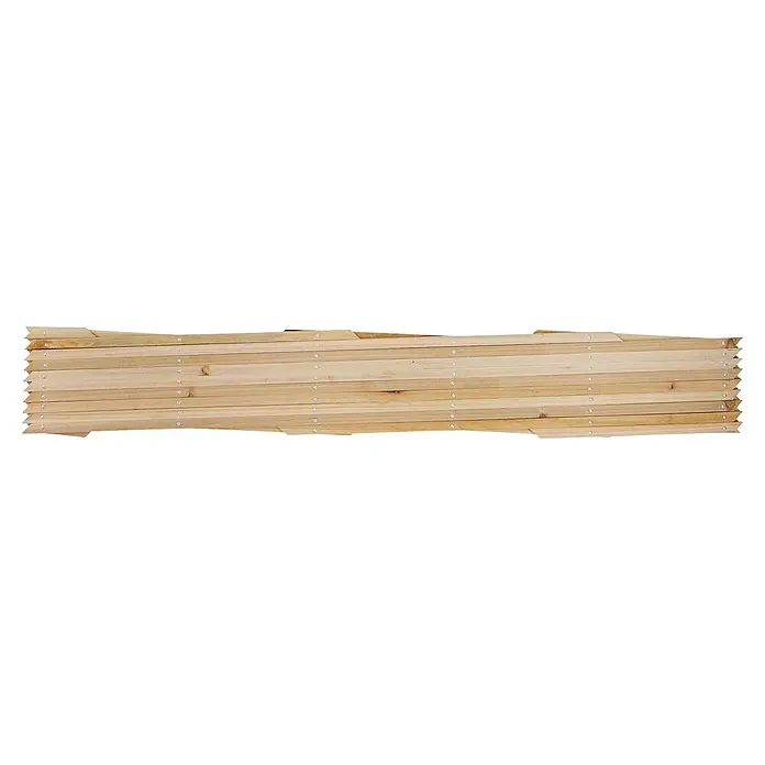 Bellissa Holz-Scherenspalier - 310 x 90 cm, Natur - Nahaufnahme einer Holzlattenzaunplatte, die die Textur und das natürliche Muster des Holzes hervorhebt.
