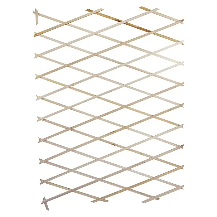 Bellissa Holz-Scherenspalier - 310 x 90 cm, Natur - Holzzaun mit Rautenmuster auf schwarzem Hintergrund, ideal für Garten und als Rankhilfe. Praktisch und dekorativ.