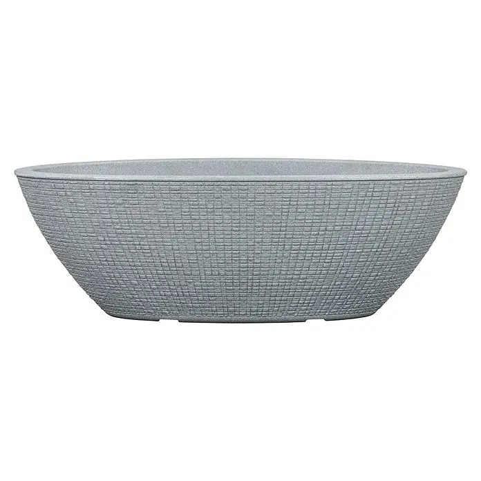 Scheurich Barceo Pflanzschale rund - Außenmaß (L x B x H): 58,5 x 23,7 x 19,5 cm, Kunststoff, Steingrau, Oval - Grauer Pflanztopf mit geflochtenem Muster. Der ovale Topf ist ideal für Pflanzen und Blumen im Innen- oder Außenbereich.
