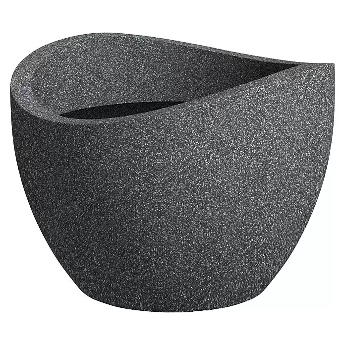 Scheurich Wave Globe Pflanztopf - Außenmaß (Ø x H): 59,5 x 44,5 cm, Kunststoff, Schwarz granit - Diagonale Ansicht