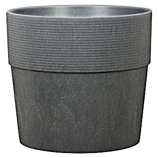 Scheurich Groove Pflanztopf + (Außenmaß (Ø x H): 28,5 x 26,2 cm, Kunststoff, Carbonschwarz)