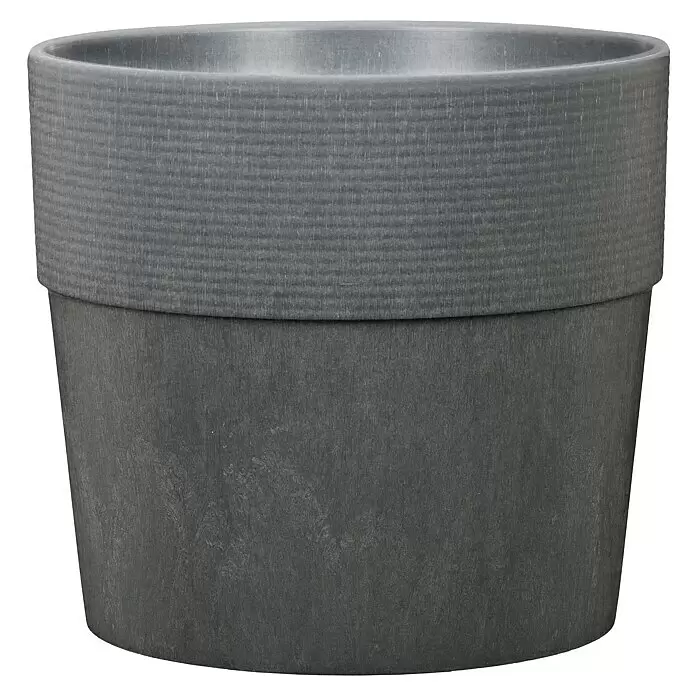 Scheurich Groove Pflanztopf + - Außenmaß (Ø x H): 28,5 x 26,2 cm, Kunststoff, Carbonschwarz - Dunkelgrauer Pflanztopf mit gerilltem oberen Rand und texturiertem Unterteil.