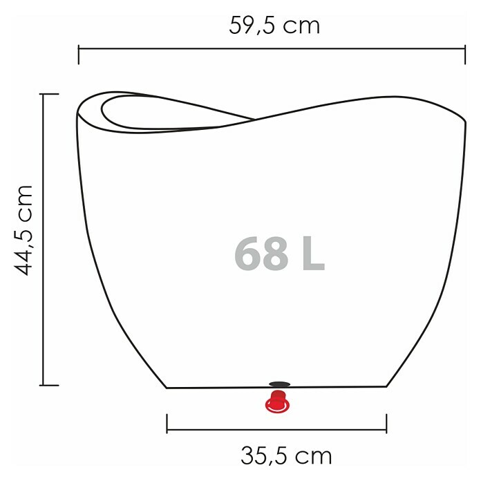 Scheurich Wave Globe Pflanztopf (Außenmaß (Ø x H): 59,5 x 44,5 cm, Kunststoff, Schwarz granit) | BAUHAUS