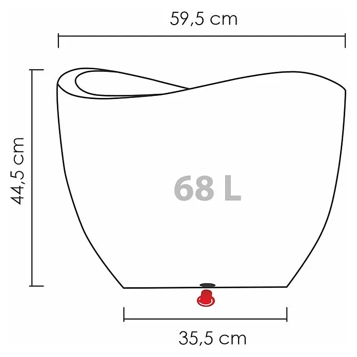 Scheurich Wave Globe Pflanztopf - Außenmaß (Ø x H): 59,5 x 44,5 cm, Kunststoff, Steingrau - Skizze