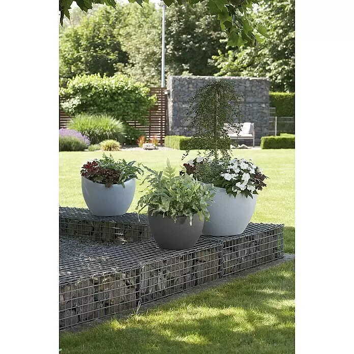 Scheurich Wave Globe Pflanztopf - Außenmaß (Ø x H): 49,5 x 37,1 cm, Kunststoff, Schwarz granit - Stimmungsaufnahme