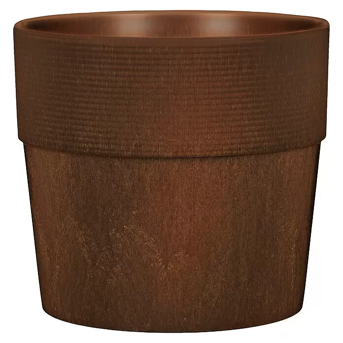 Scheurich Groove Pflanztopf +Außenmaß (Ø x H): 28,5 x 26,2 cm, Kunststoff, Walnussbraun