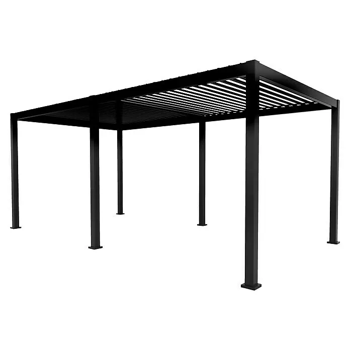 Sorara Pergola Mirador Classic - B x T: 300 x 600 cm, Farbe Gestell: Anthrazit, Aluminium - Schwarze Metall-Pergola mit verstellbarem Lamellendach für den Außenbereich.