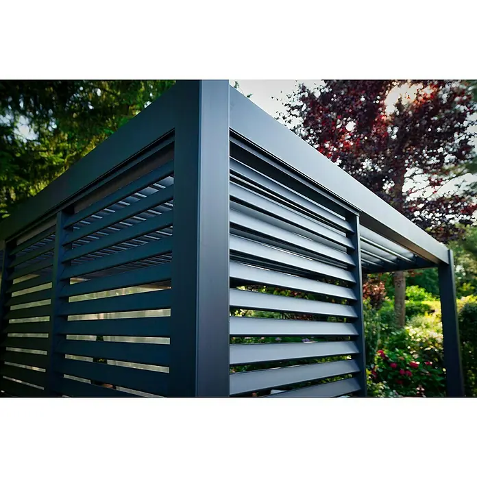 Sorara Pavillon-Seitenwand aus Lamellen - B x H: 113 x 240 cm, Anthrazit, Für die Modelle Classic und Deluxe mit Länge 360 cm - Elegante Pergola mit verstellbaren Lamellen für optimalen Sonnenschutz und Privatsphäre. Das moderne Design fügt sich nahtlos in jeden Garten ein.