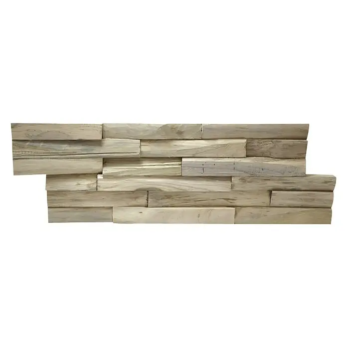 Panel de revestimiento Ultrawood Teca Benevento - 49,5 cm x 18 cm x 12,5 mm - Atractivo revestimiento de pared hecho de paneles de madera. Los paneles de madera crean un aspecto rústico y natural para cualquier habitación.