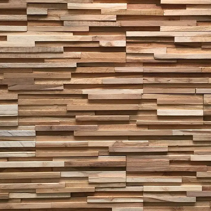 Panel de revestimiento Ultrawood Teca Toscani - 49,5 cm x 18 cm x 12,5 mm - Panel decorativo de pared hecho de madera reciclada con longitudes variables y tonos naturales. Ideal para un toque rústico.