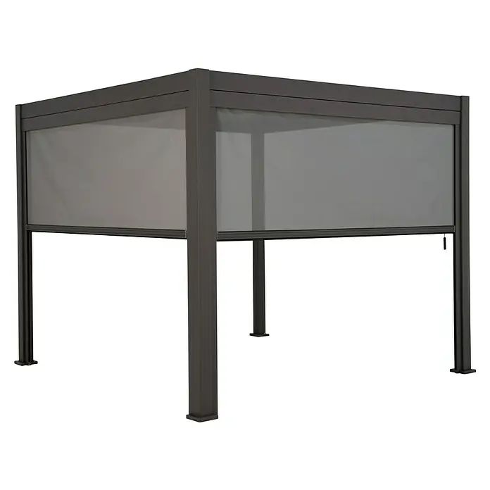 Sorara Seitenelement Rollo Solid & Basic - 300 cm, Anthrazit - Bild eines modernen Pavillons mit grauem Rollo zum Schutz vor Sonne und neugierigen Blicken. Ideal für Garten oder Terrasse.