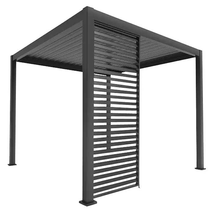 Sorara Pavillon-Seitenwand aus Lamellen - B x H: 93 x 240 cm, Anthrazit, Für kurze Seite des Sunfun Lamellenpavillon Korfu - Stylische Lamellenpergola in Grau. Das Produkt ist ideal für Garten, Terrasse oder als Schattenplatz und bietet gleichzeitig ein modernes Design.