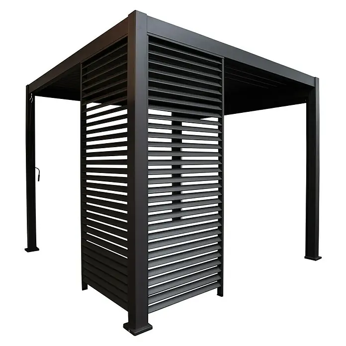 Sorara Pavillon-Seitenwand aus Lamellen - B x H: 93 x 240 cm, Anthrazit, Für kurze Seite des Sunfun Lamellenpavillon Korfu - Schwarze Pergola mit Lamellenwand. Dieses Produkt bietet Schatten und Privatsphäre für Ihren Außenbereich.