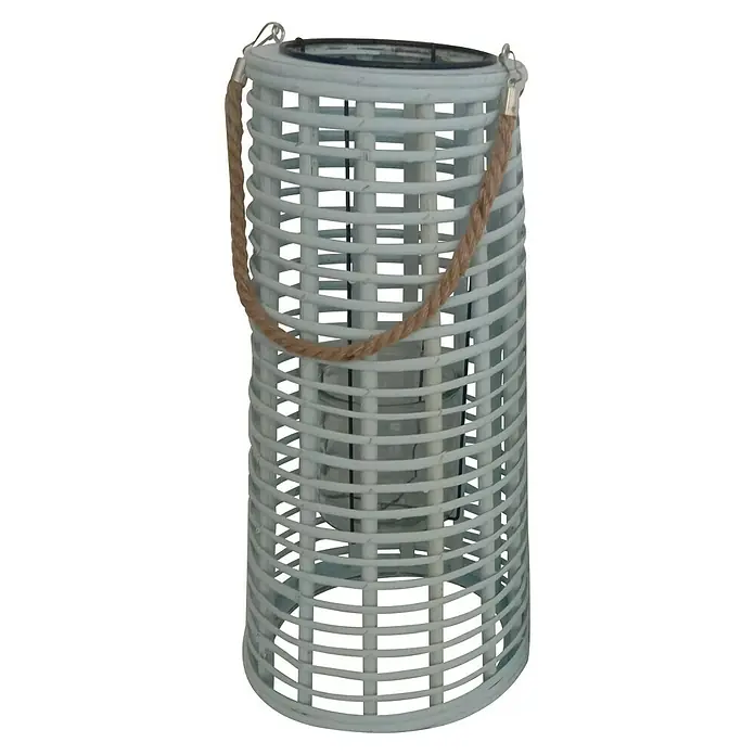 Farolillo Ronan - Ø x Al: 19 x 50 cm, Natural - Linterna de mimbre blanco con asa de cuerda. El elemento de decoración perfecto para uso interior y exterior para crear un ambiente acogedor.